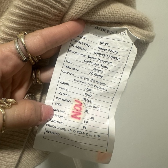 Madewell x DONNI Cashmere Merino Sweater vest in crop top cream size Small NWOT - Picture 5 of 8